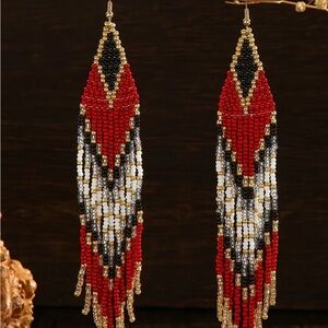 Vibrant Beaded Fringe Earrings